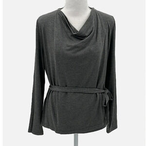 Amour Vert Belted Wrap Top in Grey - NWOT -  Size XS